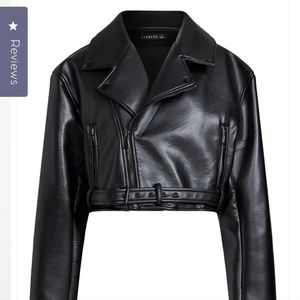 LIONESS: OVERSIZED MOTO VEGAN LEATHER JACKET size large